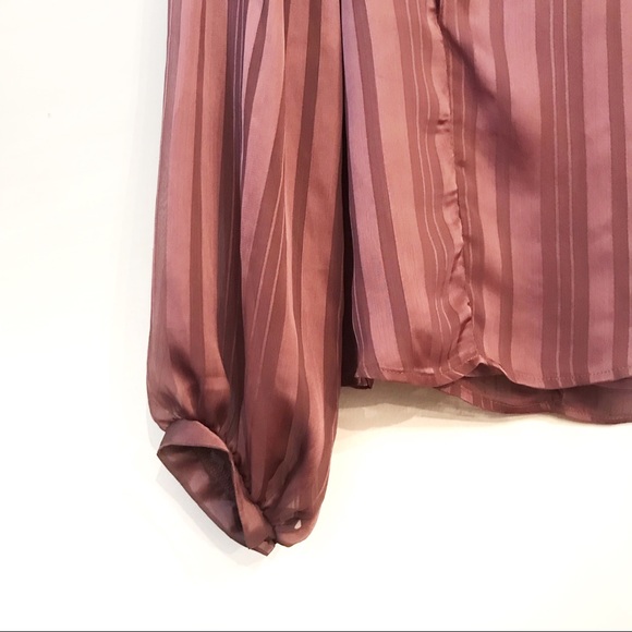 Lush Boutique Mauve Purple Ruffle Stripe Blouse - Picture 5 of 7